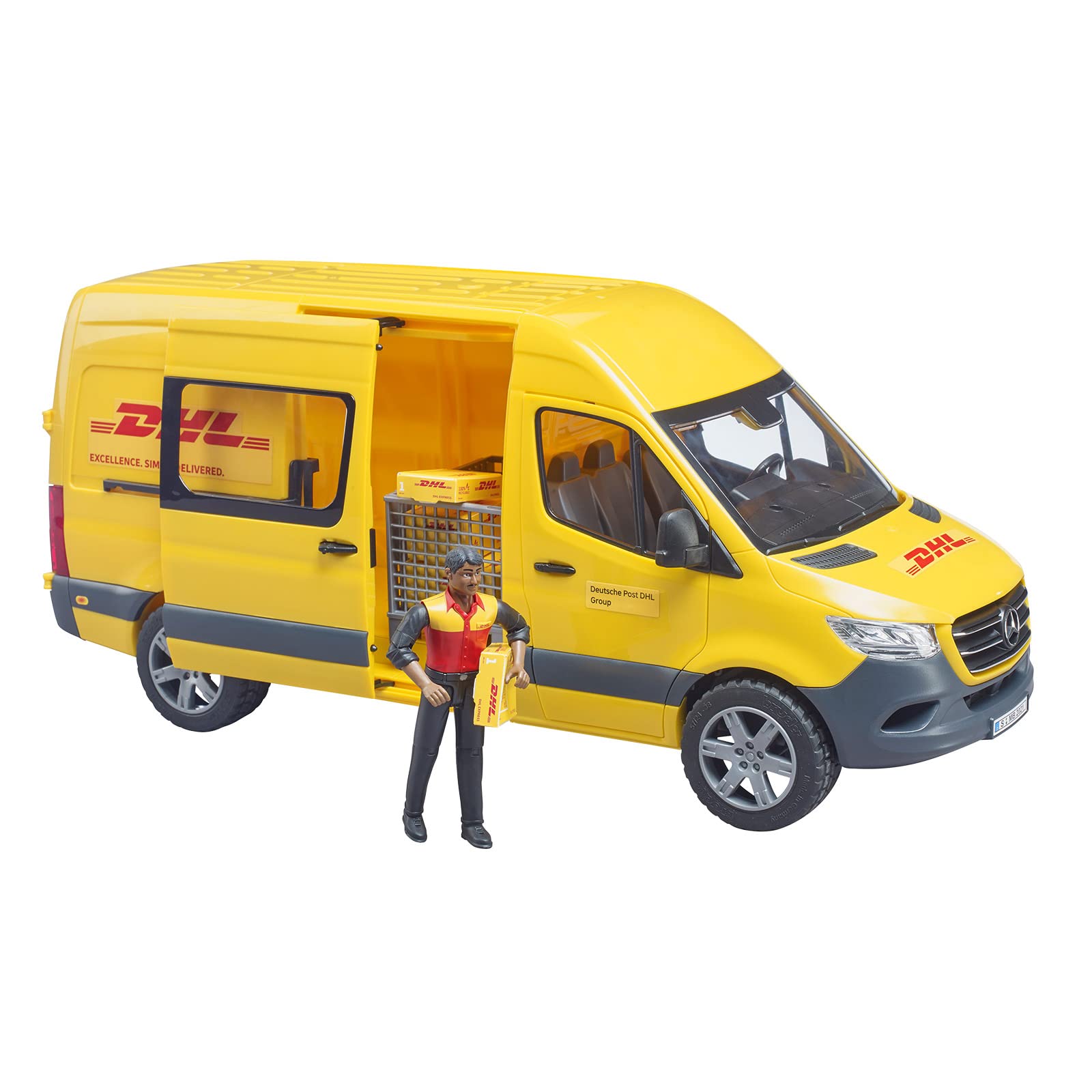 брод MB Sprinter DHL С водителем Включая сетку С пакетами 1:16 Транспортное средство для перевозки Shipping & Logistics Parcel Service Van, фото №2