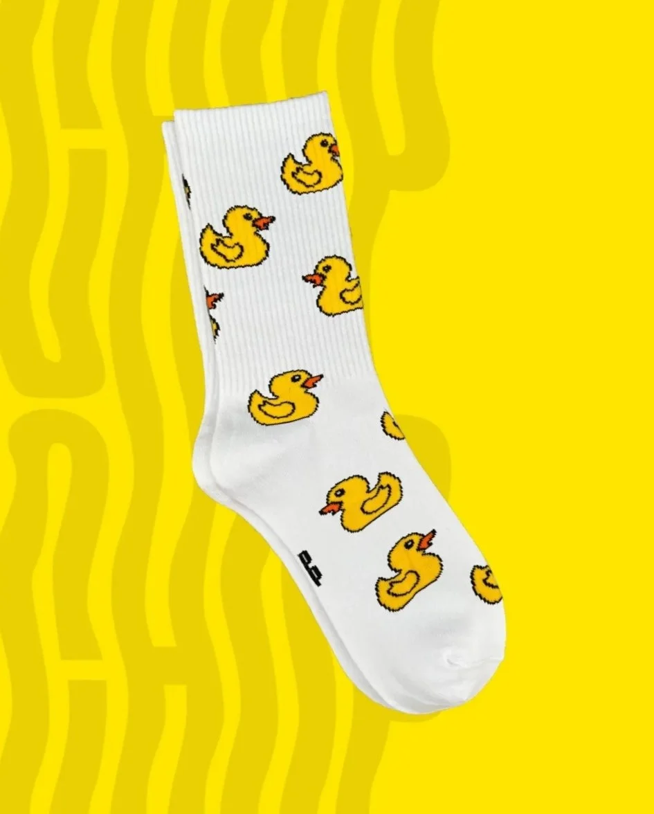 Чоловічі молодіжні шкарпетки високі демісезонні білі Качечки 40 - 45 розмір, фото №3