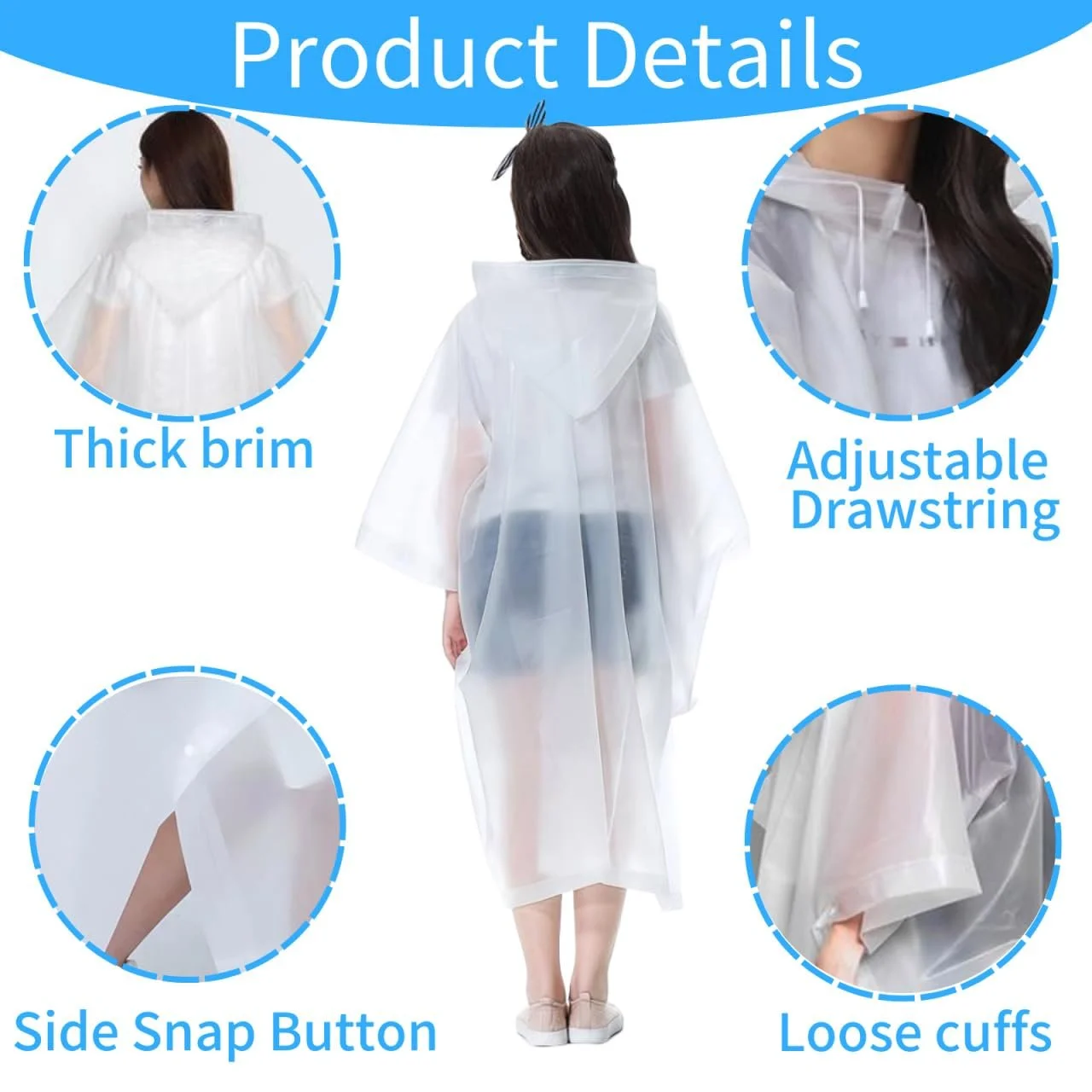 Дитячий дощовик Bosdontek, 2 шт, водонепроникний, дихаючий з капюшоном, фото №2 Дитячий дощовик Bosdontek, 2 шт, водонепроникний, дихаючий з капюшоном, фото №2