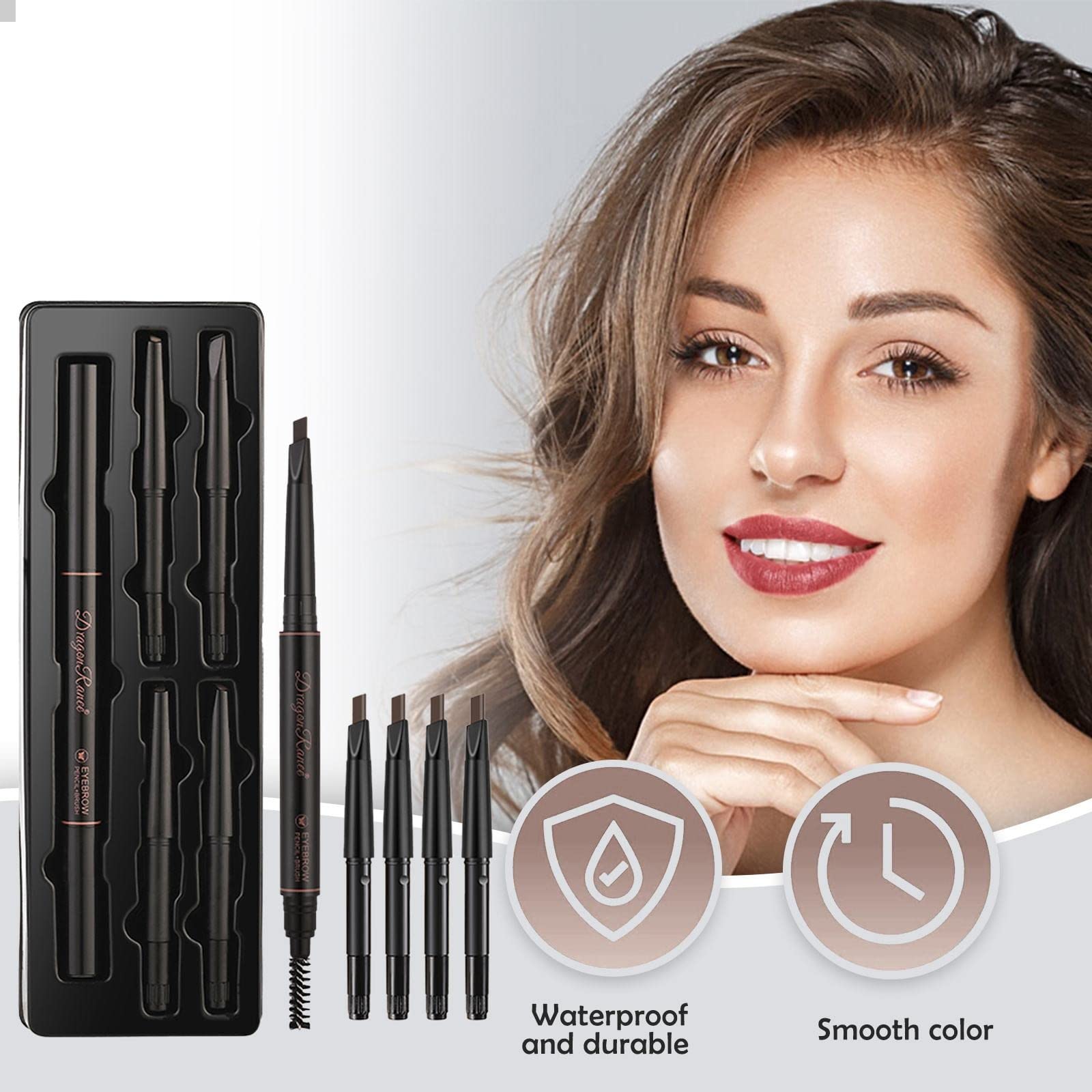 Набір олівців для брів Waterproof Двосторонній Автоматичний Medium Brown (D, One Size), фото №7