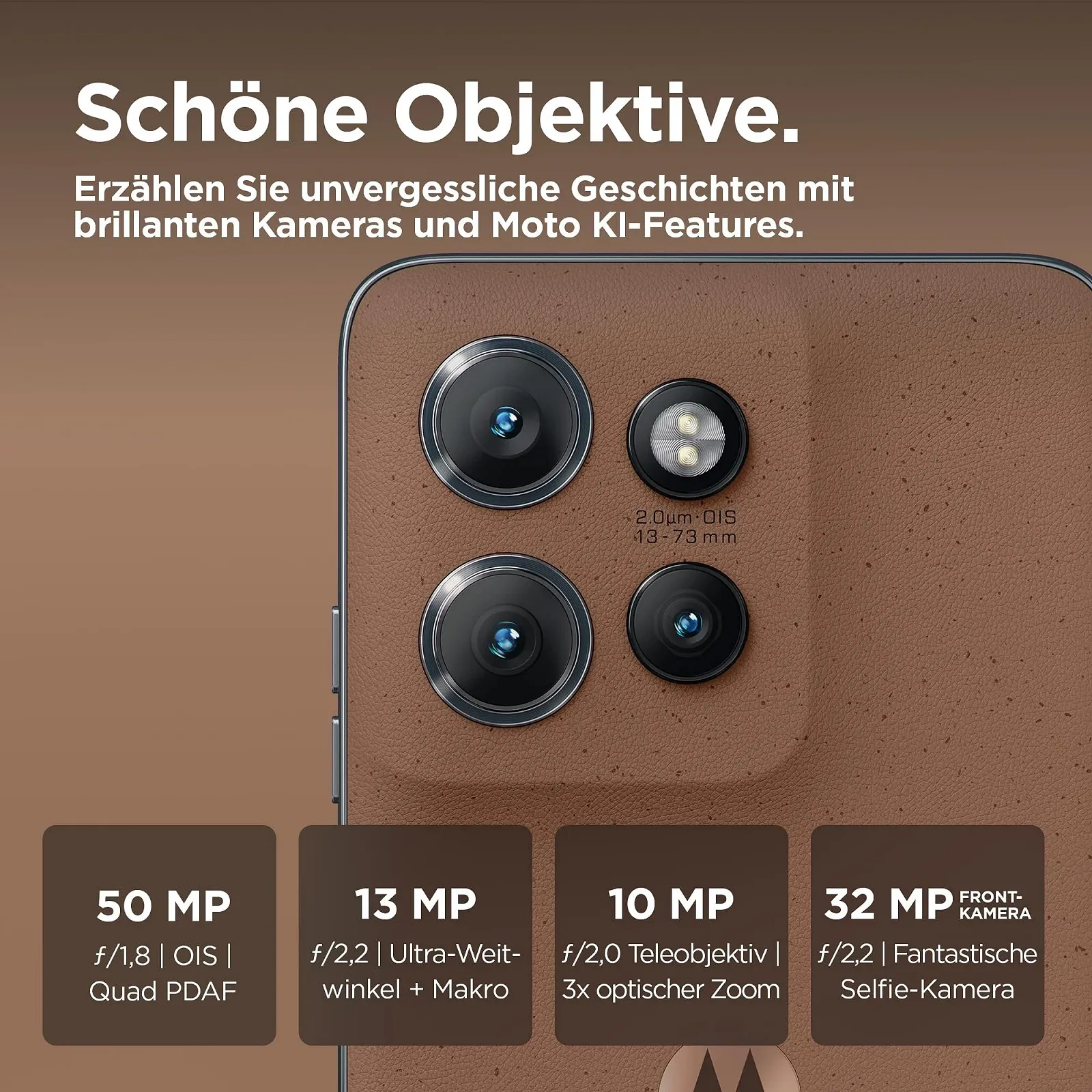Смартфон Motorola edge50 neo 8/256GB 6.36" Super HD 50 Мп 4310 мАч Android 14 Mocha Mousse (Веганская кожа) + Защитный чехол, фото №2