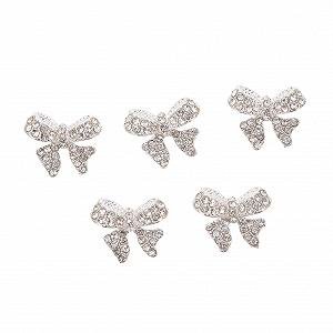 Украшение для ногтей Бантик Серебристый, упаковка 5 шт - Фото 1