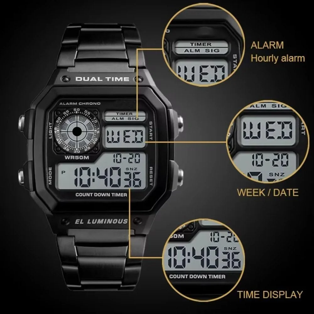 Годинник Nicoone Чоловічий Модний Цифровий Годинник Ремінець з нержавіючої сталі Водонепроникний, фото №6 Годинник Nicoone Чоловічий Модний Цифровий Годинник Ремінець з нержавіючої сталі Водонепроникний, фото №6