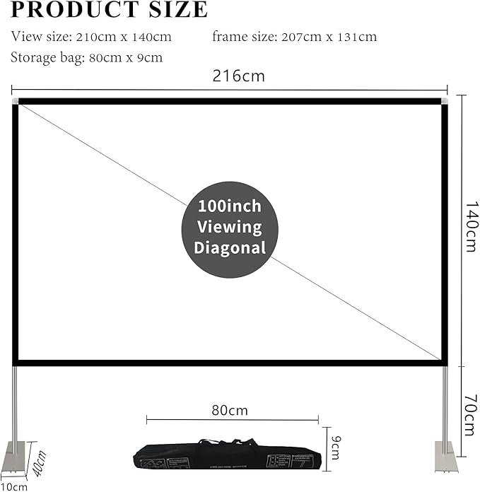 Проекционный экран HOIN 100" / 221 х 125 см / Переносной / Белый, фото №4