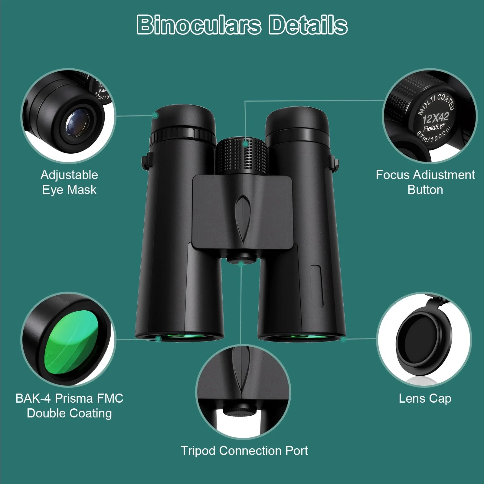 Бінокль Olycism 12x42 HD FMC BAK4 Prism, фото №6