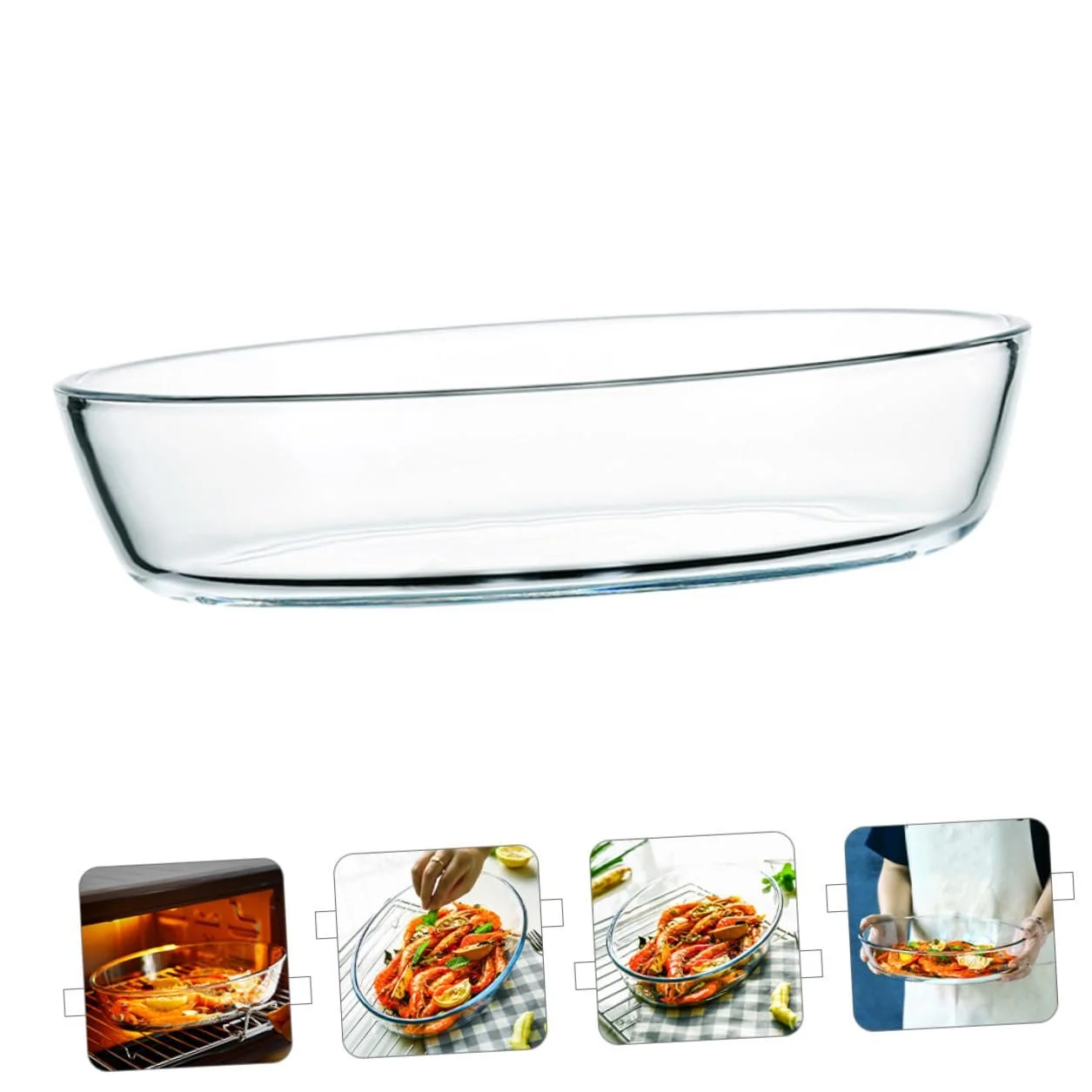 Форма для запікання Скляна Овальна Прозорий, фото №7