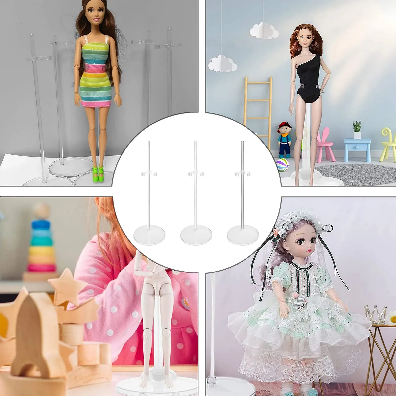 Стойка YZSZ D110130160 для ляльок Барбі прозора пластикова регульована міцна непорушна для іграшок, фото №7 Стойка YZSZ D110130160 для ляльок Барбі прозора пластикова регульована міцна непорушна для іграшок, фото №7