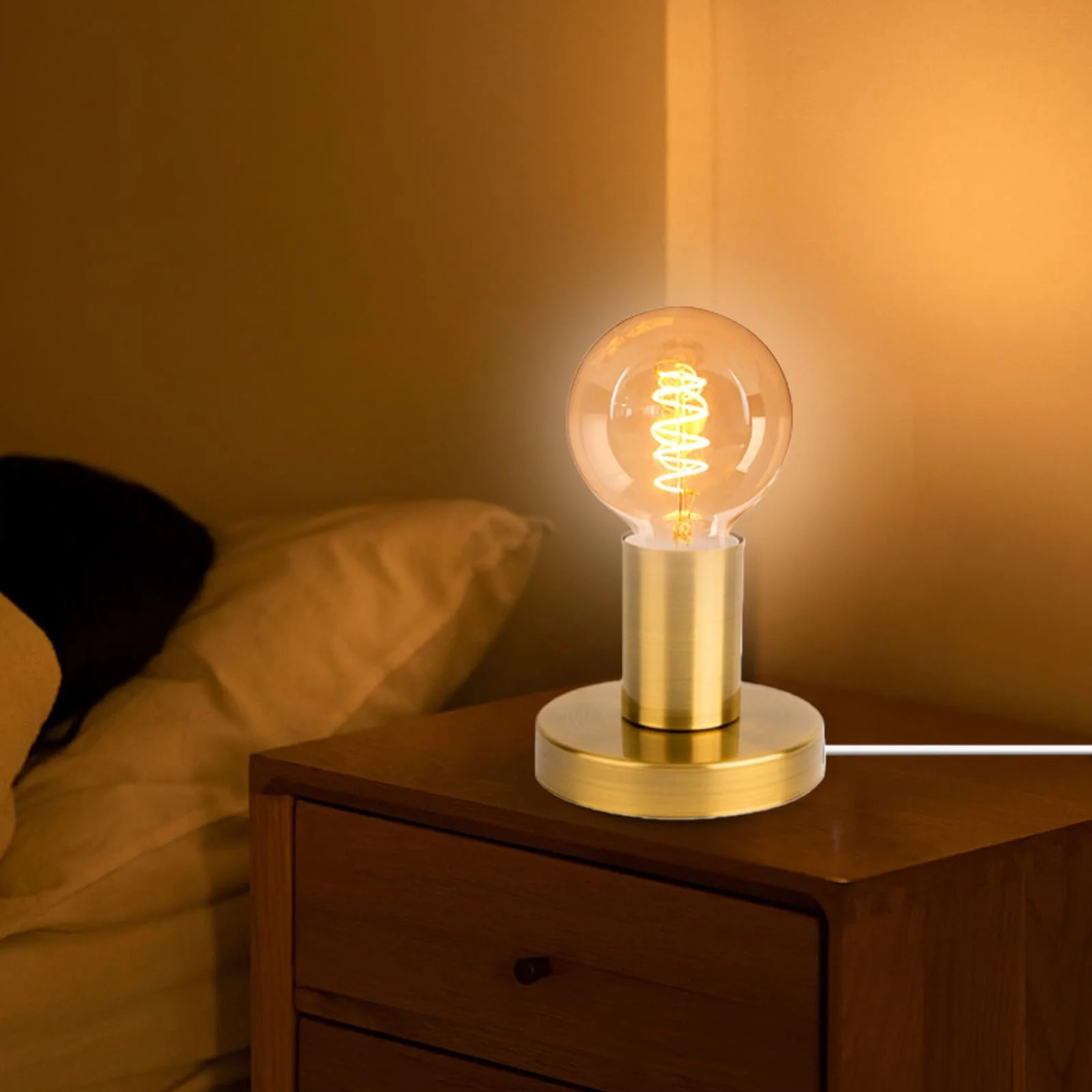 Основа для настільної лампи Vintage E27 кабель 1.8 м з вимикачем макс. 100 Вт Gold, фото №4