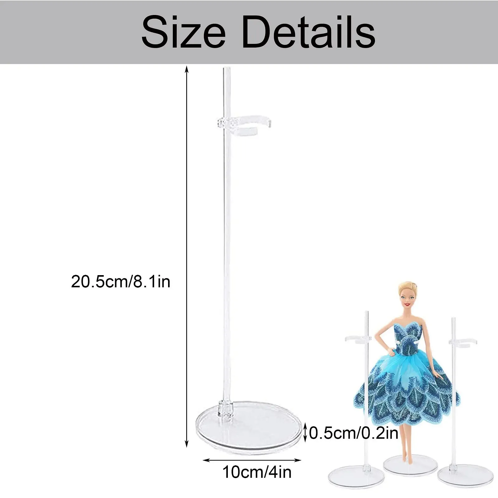 Стойка YZSZ D110130160 для ляльок Барбі прозора пластикова регульована міцна непорушна для іграшок, фото №2 Стойка YZSZ D110130160 для ляльок Барбі прозора пластикова регульована міцна непорушна для іграшок, фото №2