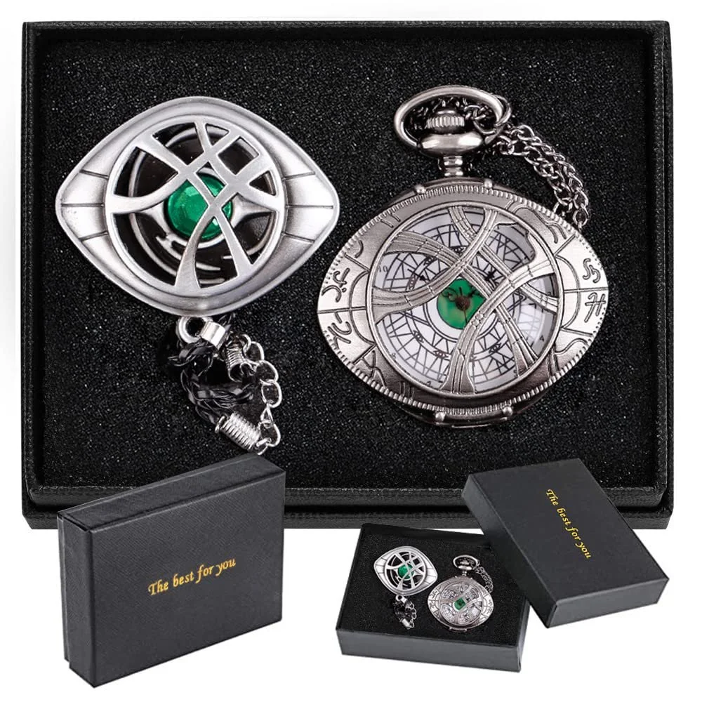 Кишеньковий годинник кварцовий з ланцюжком, Череп, Set-qz303-0720, фото №3