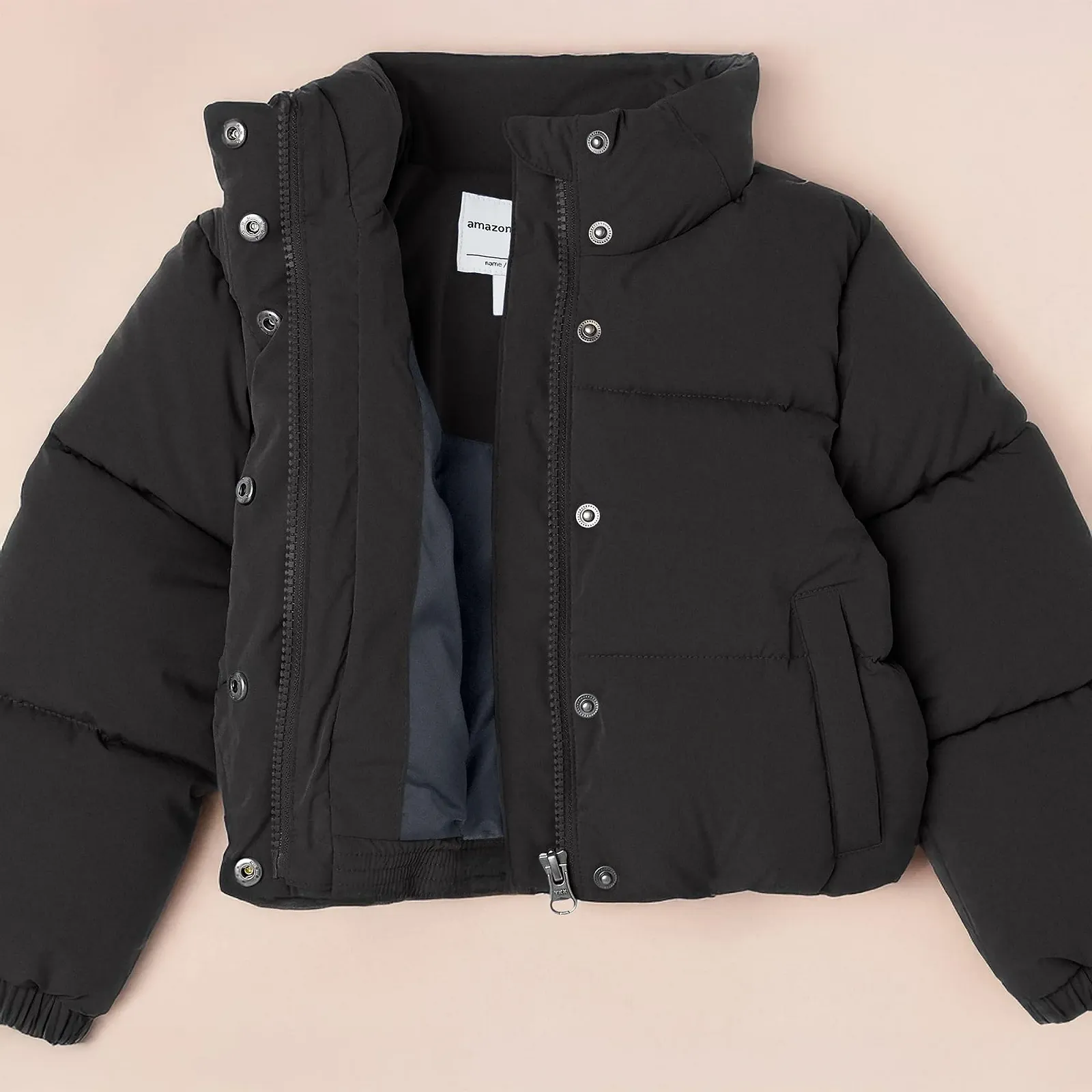 Куртка стьобана Amazon Essentials для дівчинки, коротка, на блискавці (з матового або шерпа флісу, стьобана), фото №4