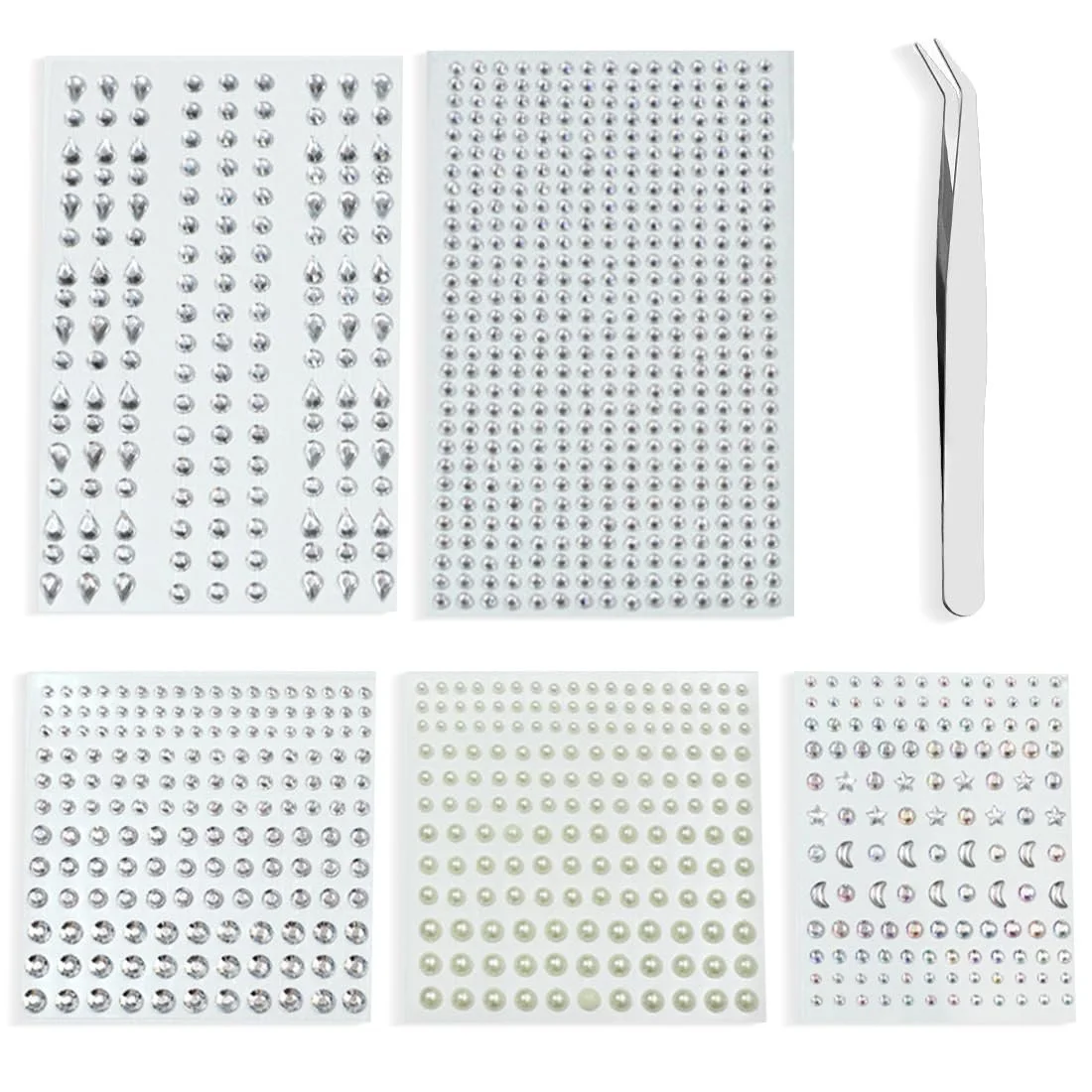 Стрази Блискучі Самоклеючі, Набір 1066 шт., фото №1