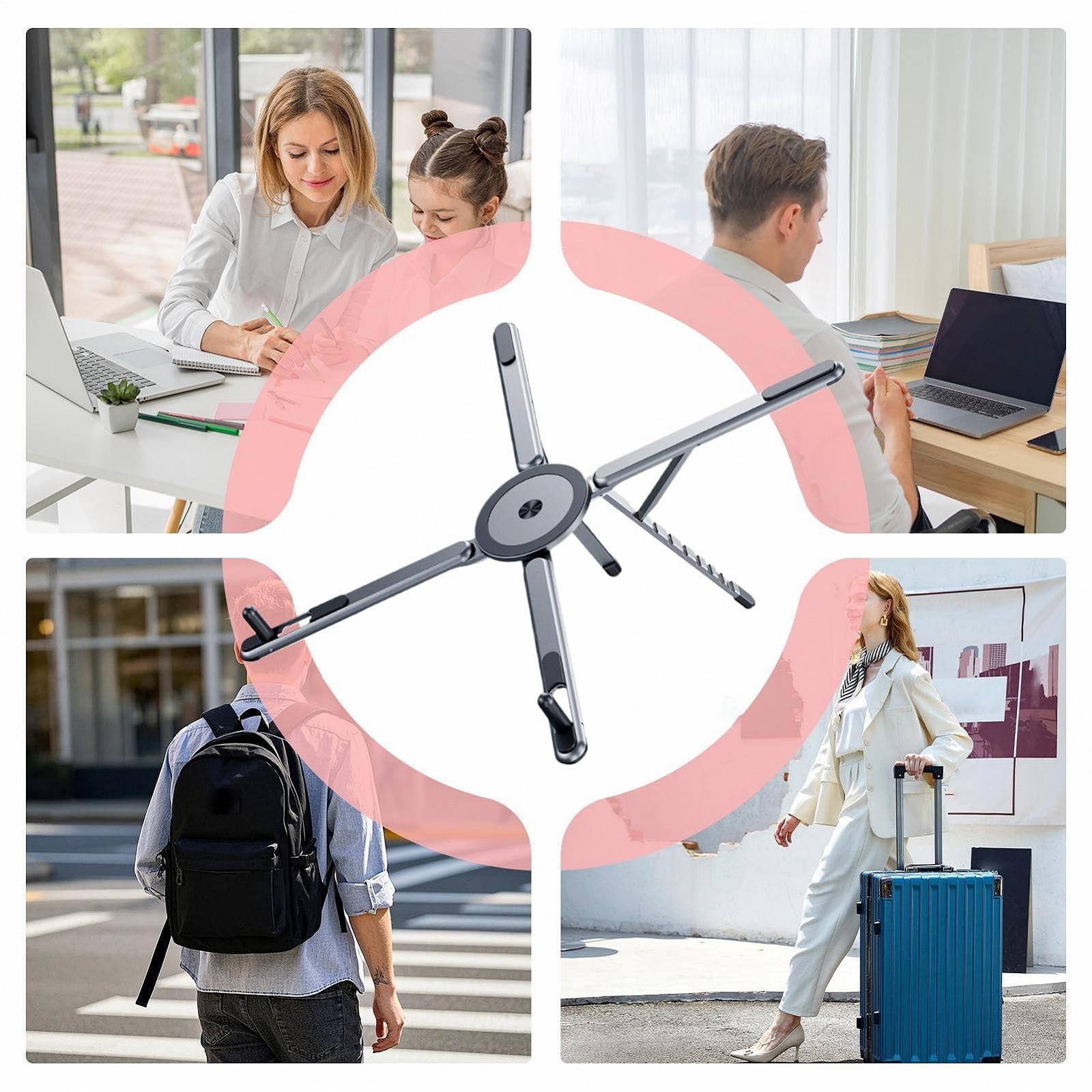 Подставка для ноутбука магнитная алюминиевая для ноутбука/планшета, держатель для телефона для путешествий, офиса, улицы, стола, домашнего стола, фото №4 Подставка для ноутбука магнитная алюминиевая для ноутбука/планшета, держатель для телефона для путешествий, офиса, улицы, стола, домашнего стола, фото №4