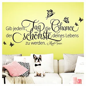 Настінна наклейка Wandora Quote "Gib Jeden Tag die Chance" 90 x 31 см W1534 Чорна - Фото 1
