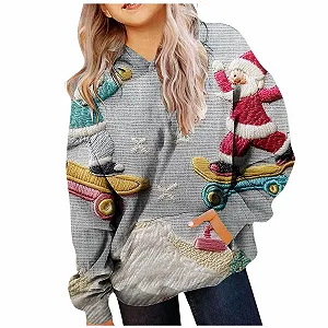 Худі Різдвяне для дівчаток, з довгими рукавами, м'яке, з різдвяним принтом - Фото 1