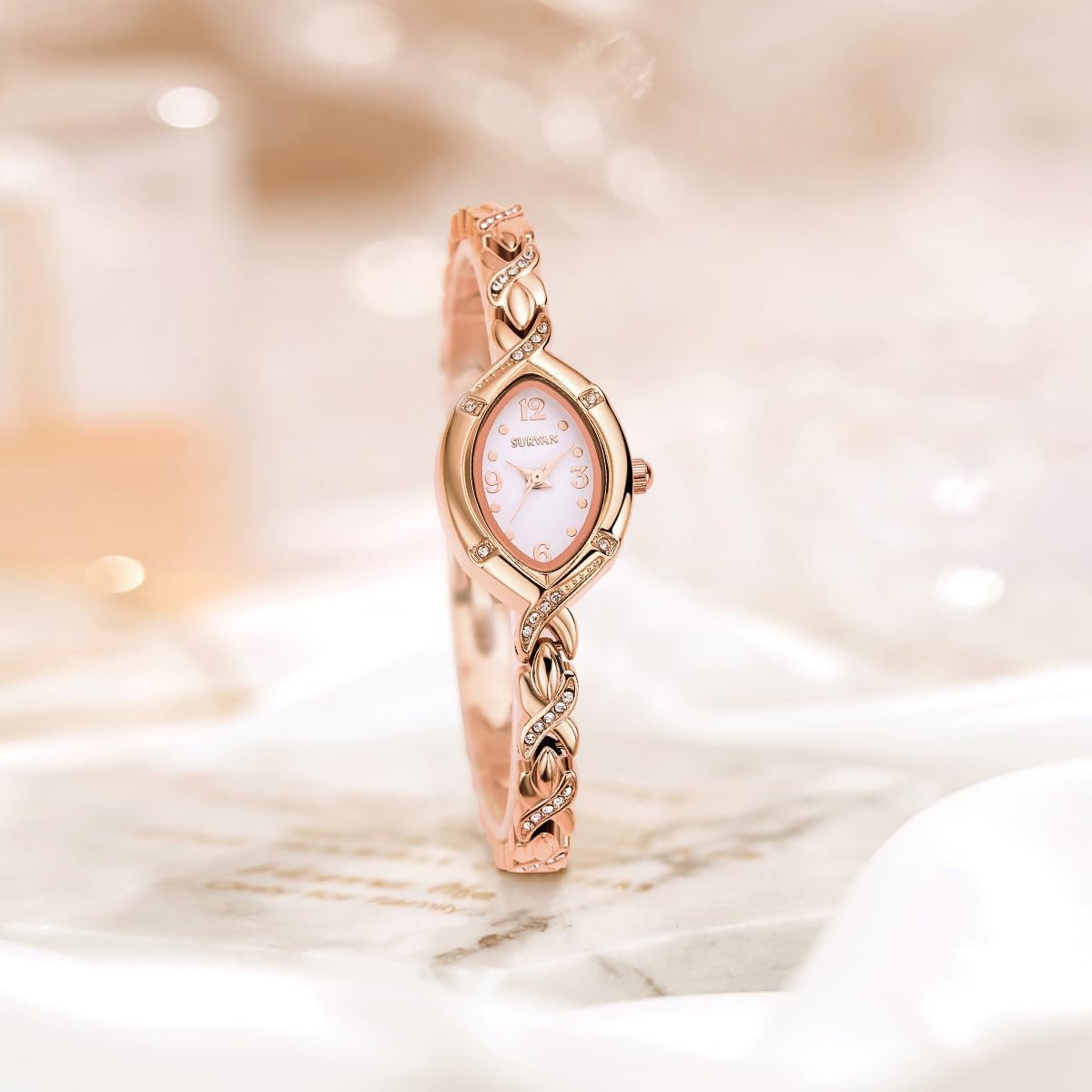 Жіночий годинник SURVAN WatchDesigner Кварцовий Японський Водонепроникний Золотий Колір Нержавіюча сталь Браслет, фото №3