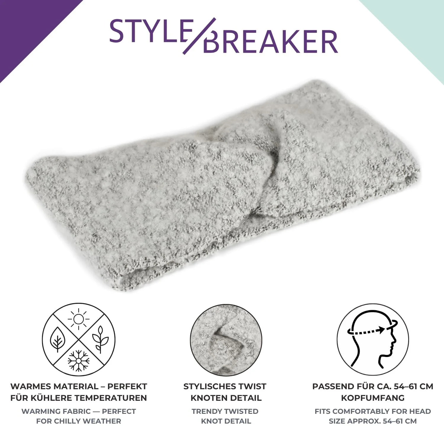 Пов'язка на голову В'язана styleBREAKER 04026052 з вузлом, фото №3 Пов'язка на голову В'язана styleBREAKER 04026052 з вузлом, фото №3