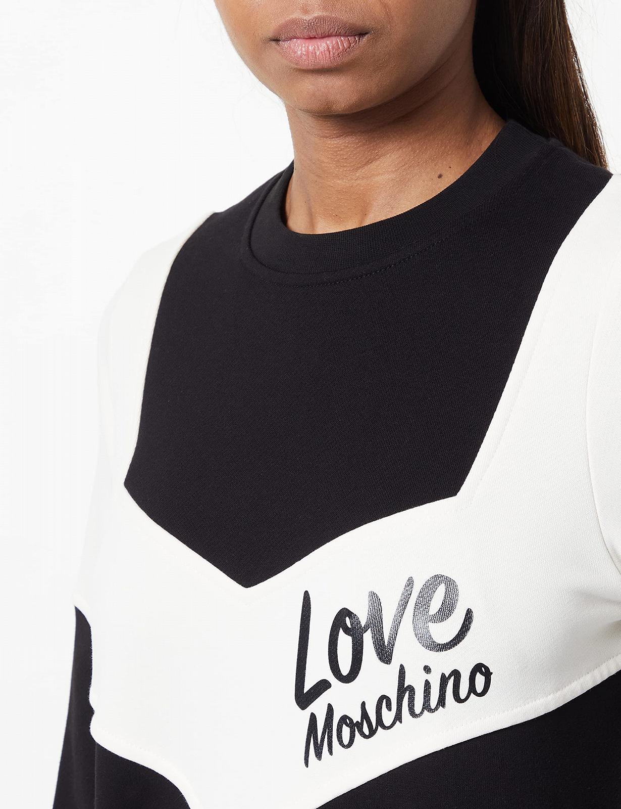 Свитшот Love Moschino Regular Fit Женский С длинными рукавами Круглый вырез С контрастными цветными вставками на рукавах и итальянским логотипом, фото №3