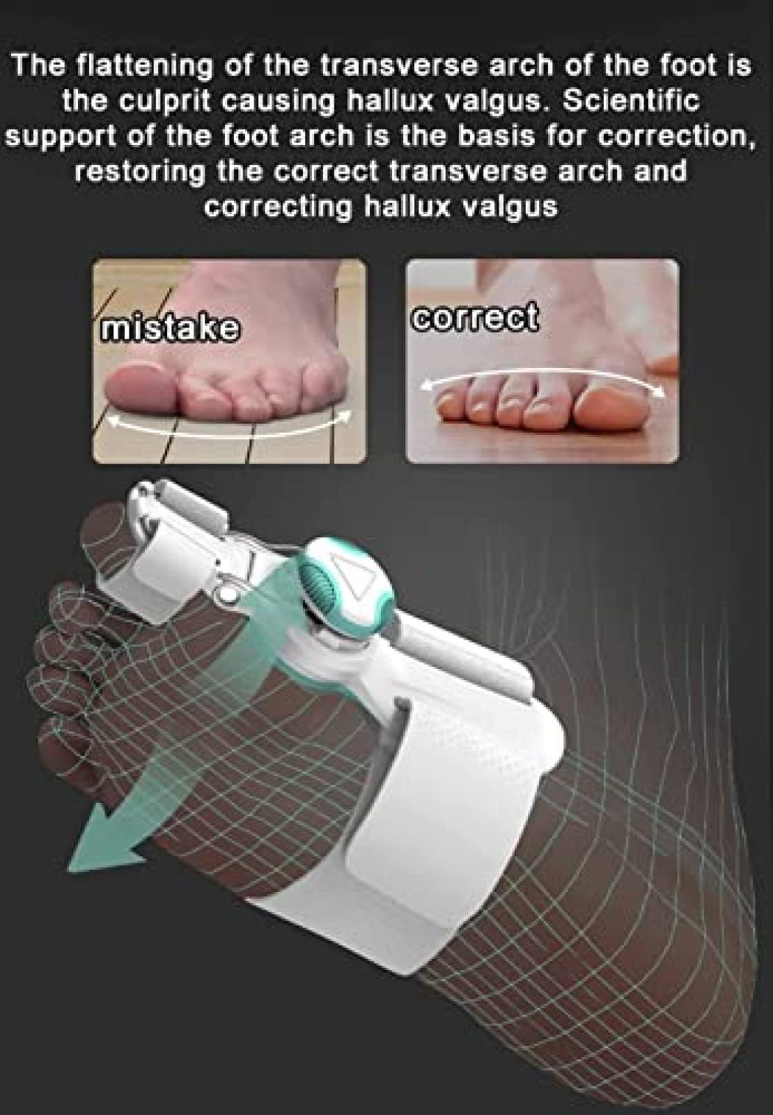 Шина для великого пальця стопи регульована, з полегшенням болю вальгусної деформації, фото №3