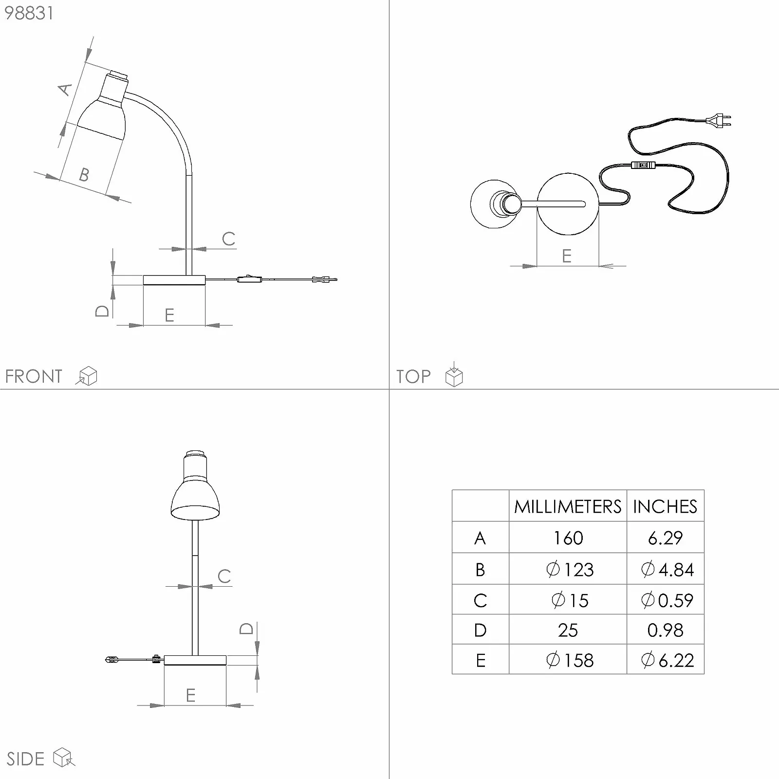 Настольная лампа EGLO Veradal Скандинавский стиль Металл Пластик E27 Черная Коричневое дерево, фото №7