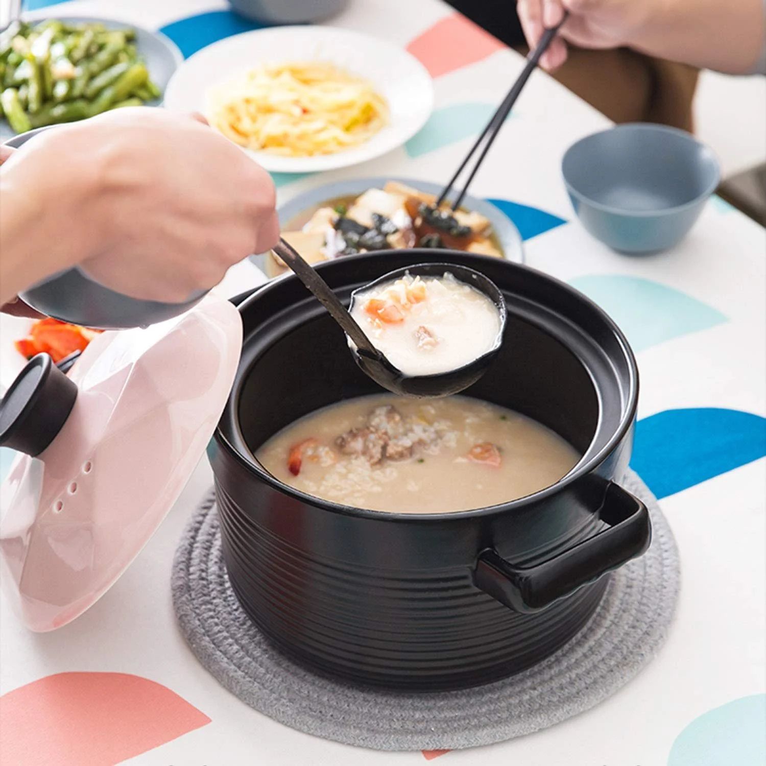 Кастрюля AIBAB керамическая для здорового приготовления, эмалированная, жаропрочная 5.2 л, фото №4