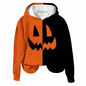 Женский свитшот Generisch Свободный летний женский топ с длинными рукавами, длинный пуловер для девушек-подростков Harajuku, женский свитшот без капюшона с V-образным вырезом, сексуальный страшный костюм на Хэллоуин - Фото 1