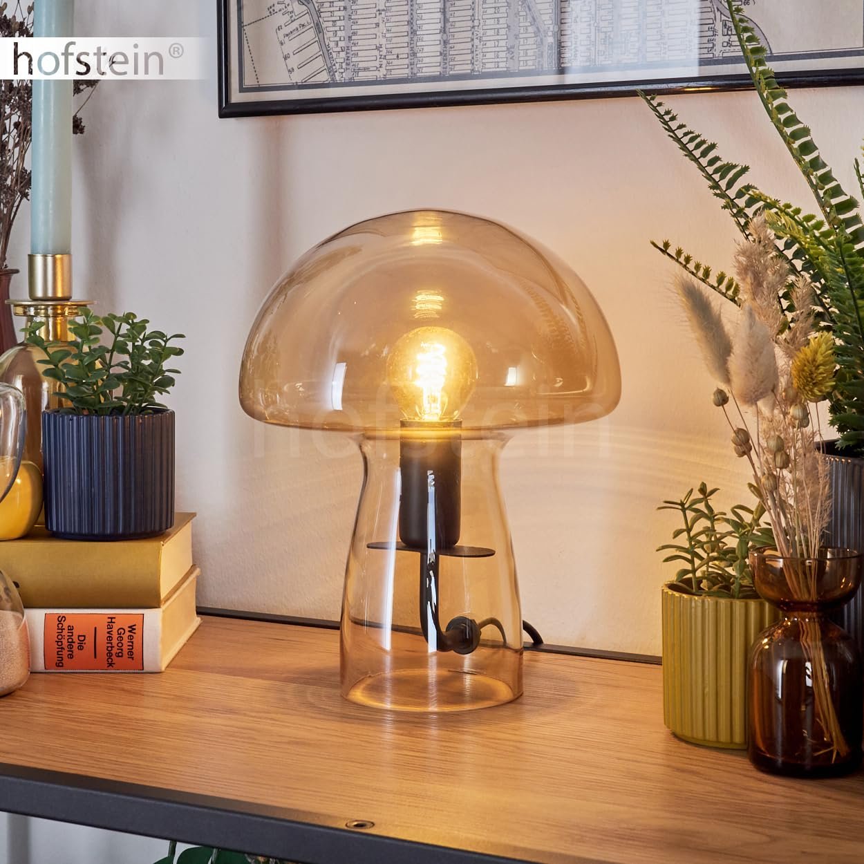 Настільна лампа Almagre Modern Vintage / Retro метал/скло 18 см Чорний/Бурштиновий, фото №8