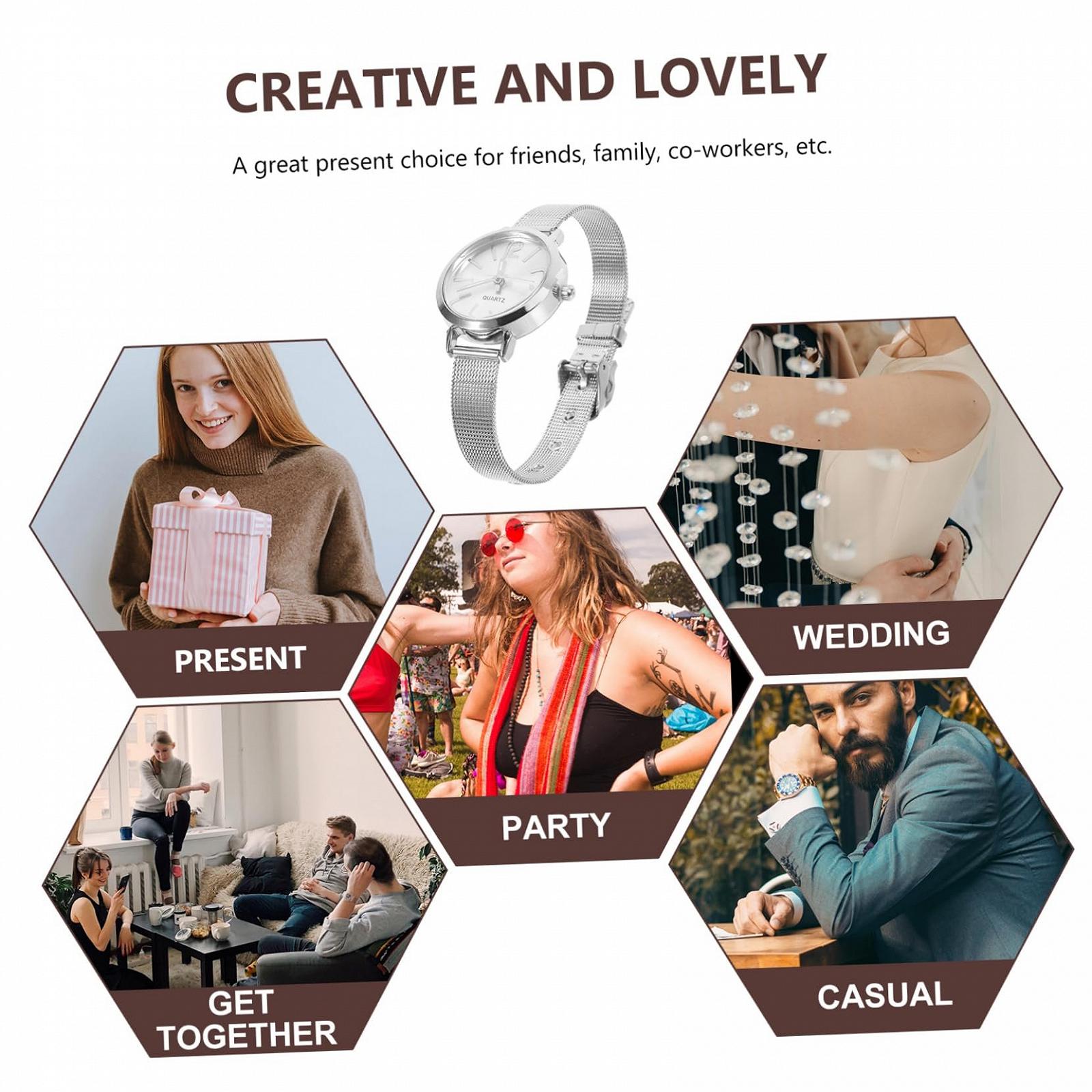 Кварцовий годинник з сітчастим ремінцем WRITWAA Золотий, фото №7