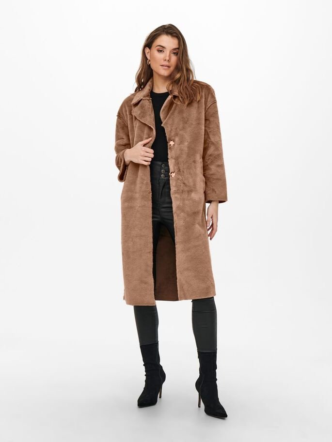 Пальто ONLY ONLDANIELLA LONG FUR COAT OTW 15239474 Коричневый M, фото №1