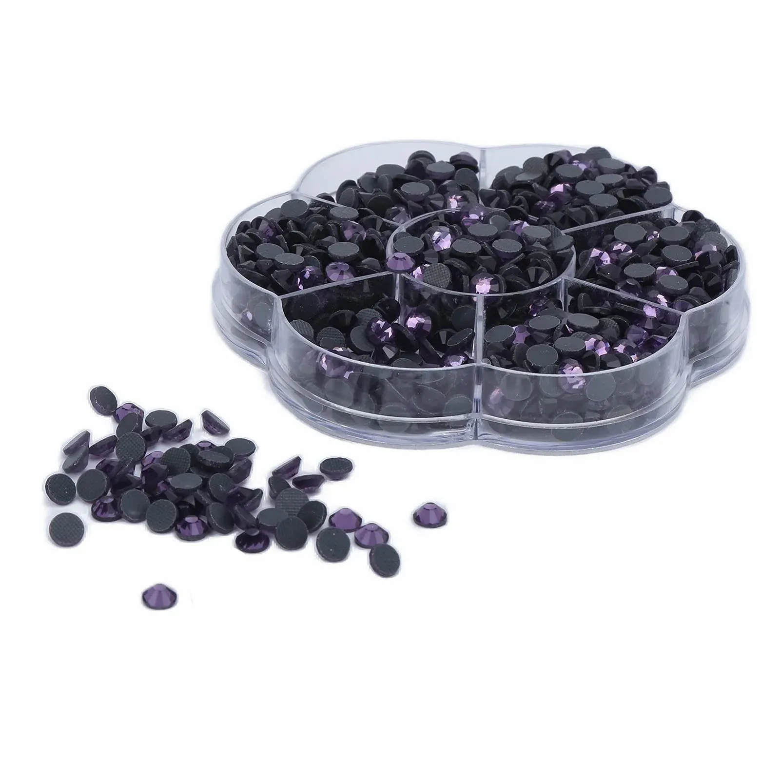 Стрази Скляні Стрази Блискучі грані Красиві кольори JM201 Лотосовий корінь фіолетовий, фото №3