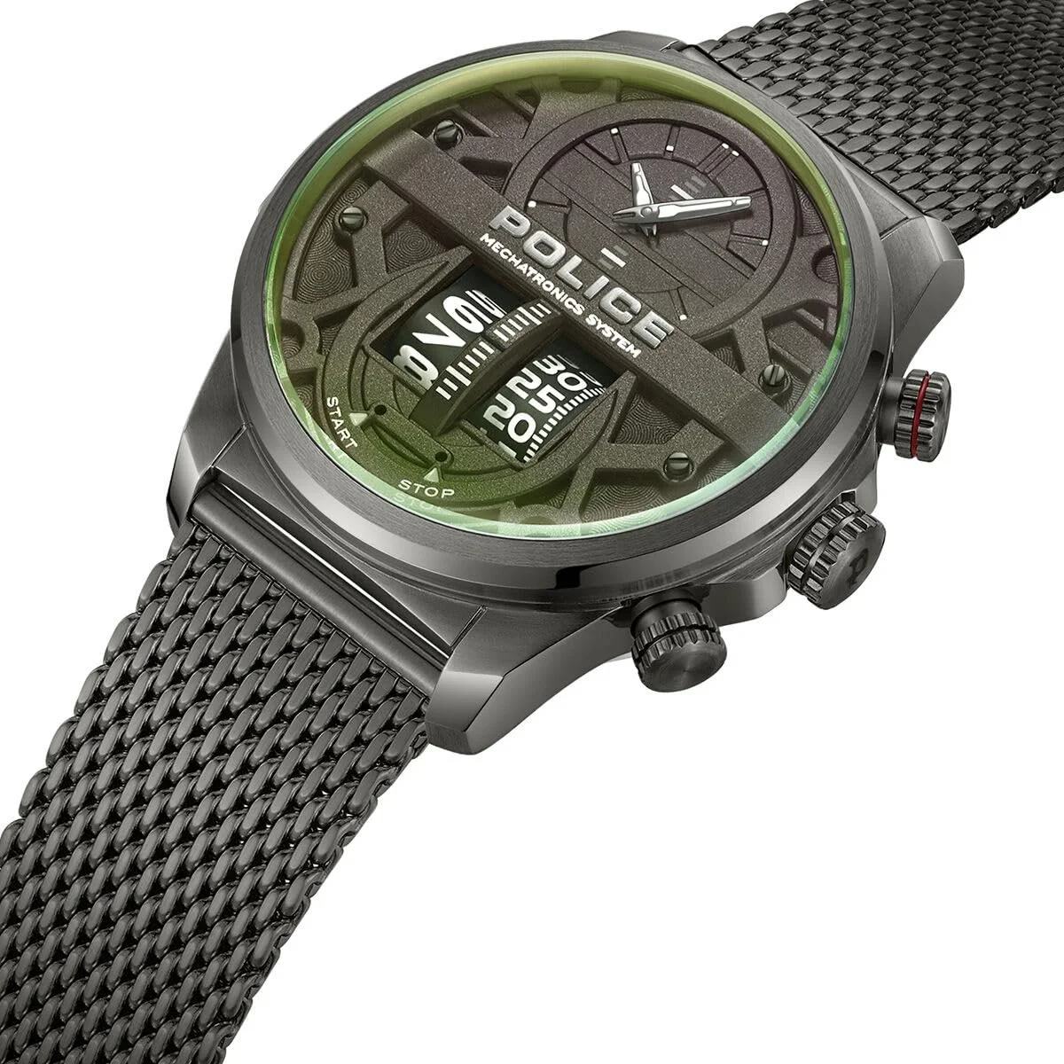 Часы Police Кварцевые Аналоговые PEWJG0006503 Мужские Серо-зеленые, фото №2 Часы Police Кварцевые Аналоговые PEWJG0006503 Мужские Серо-зеленые, фото №2