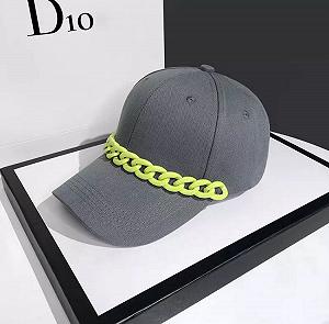 Кепка-бейсболка с цепочкой 8436 серая - Фото 1