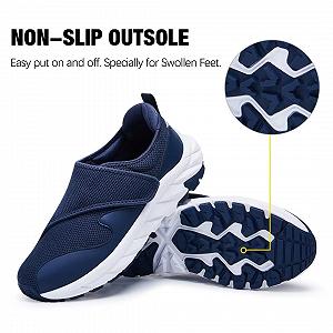 Мужские Широкие Диабетические Кроссовки с Регулируемой Застежкой для Отекших Ног Нескользящая Воздушная Подушка на Подошве synthetic.ua - Фото 1