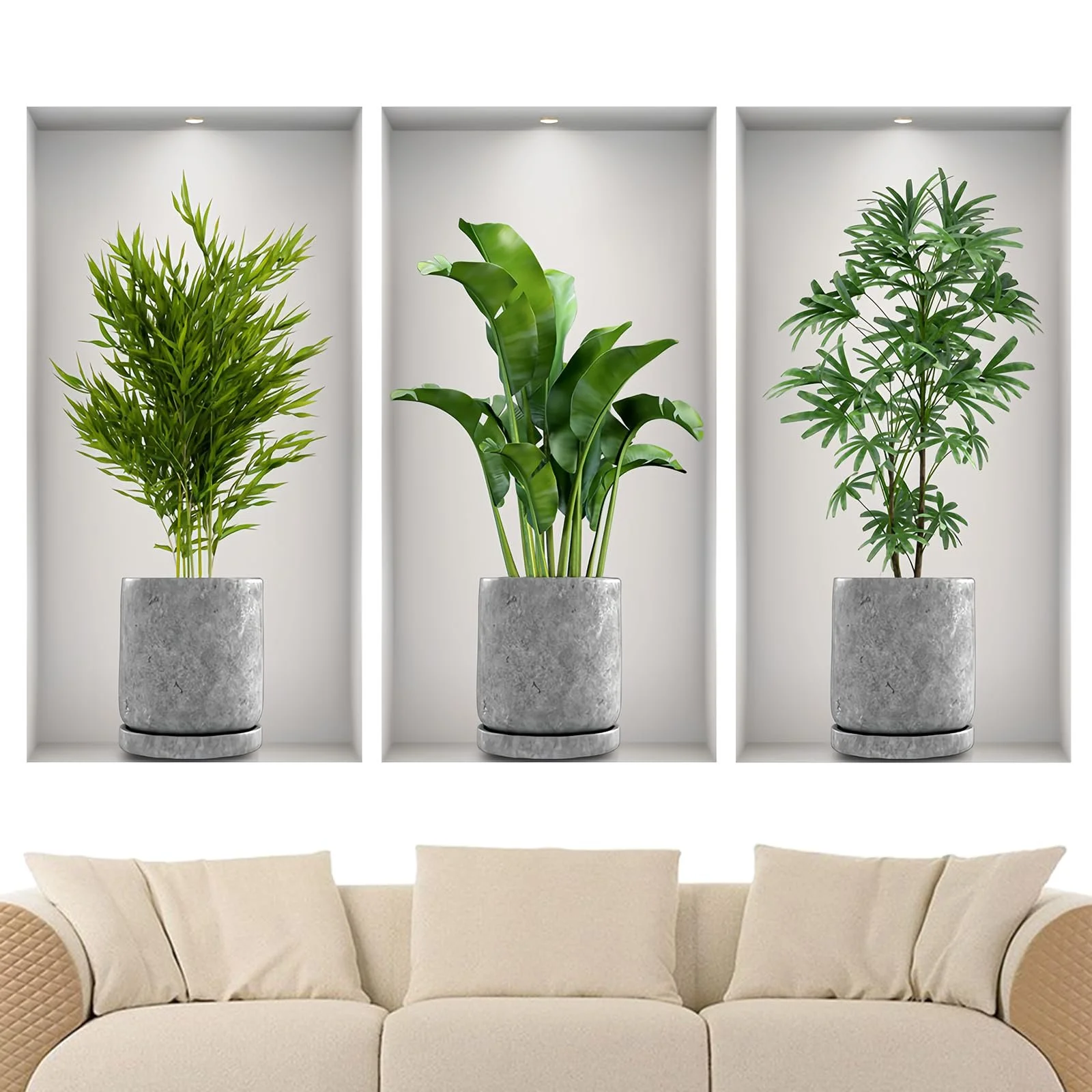 Наклейки на стіну Joyan 3D Рослини Зелені та червоні квіти Глянцеві Самоклейні ПВХ, фото №1