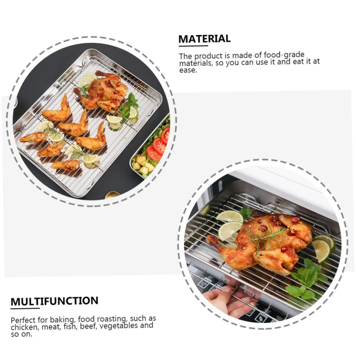 Форма для запекания Gatuida прямоугольная из нержавеющей стали с решеткой, фото №4