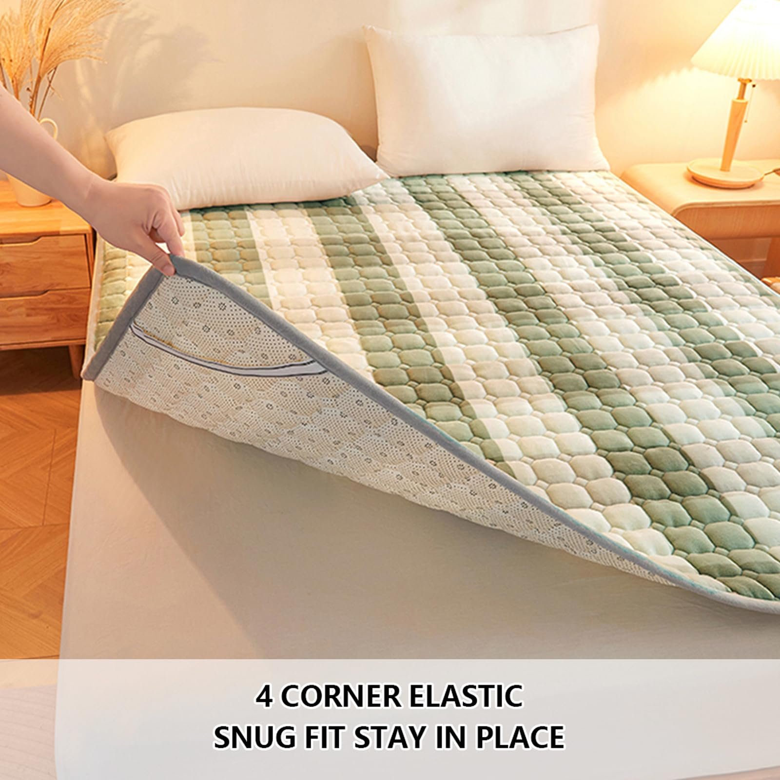 Наматрасник HAIBA 90 x 200 см стеганый Розовый, фото №7