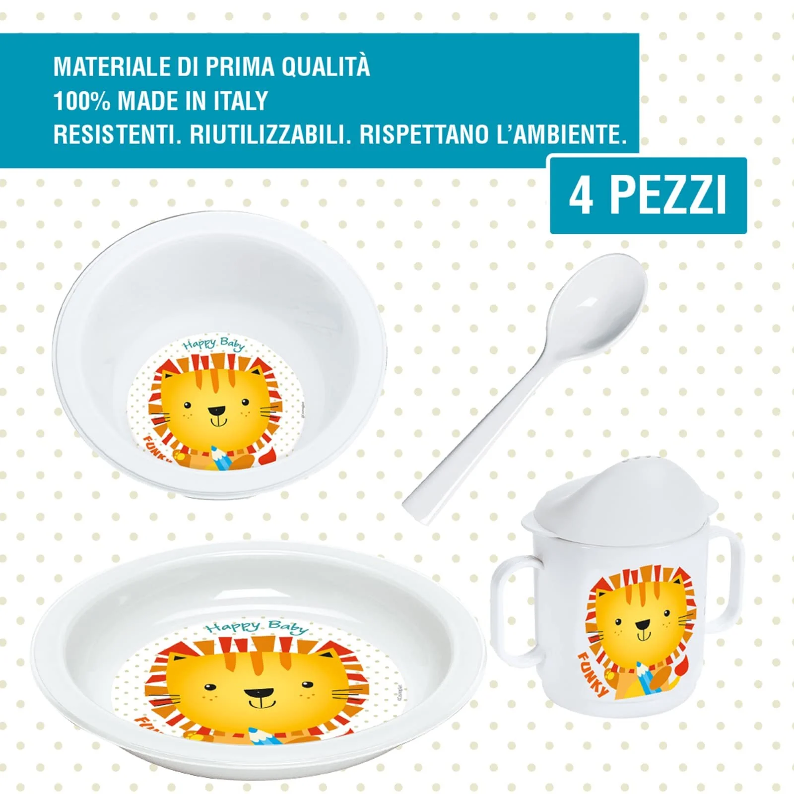 Набор посуды Cosmoplast Funky Lion Белый, фото №2 Набор посуды Cosmoplast Funky Lion Белый, фото №2