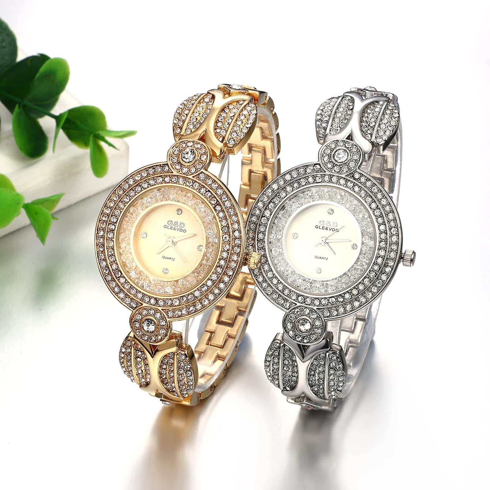 Часы Женские Кварцевые JewelryWe Аналоговые Золотой/Серебряный, фото №3