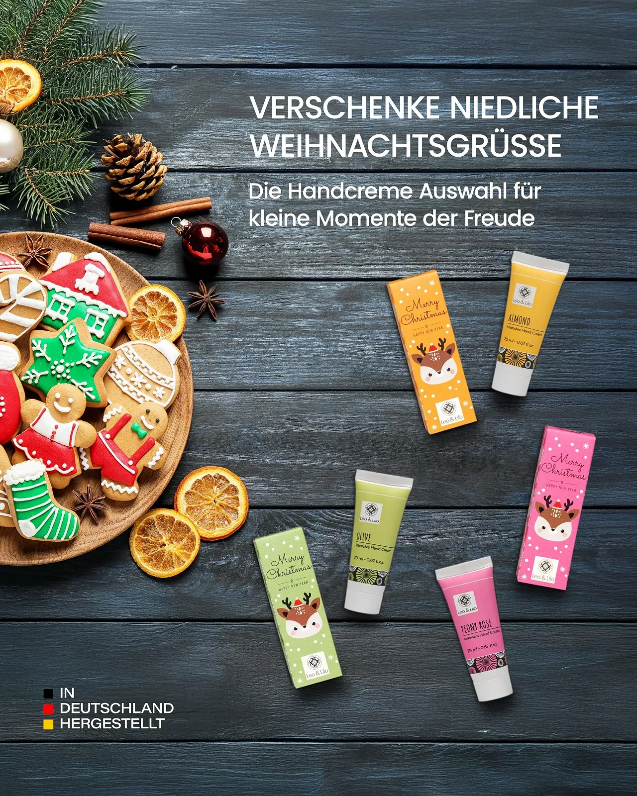 Крем для рук Leo & Lilo X-Mas Deer Rudi Набір - 6 індивідуально запакованих кремів для рук 20 мл, фото №2