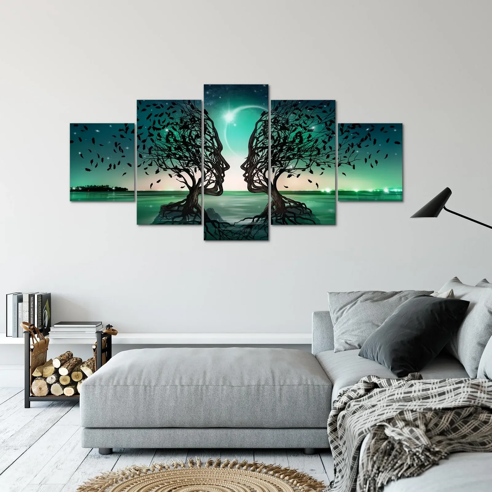 Картина на полотні Runa Art 044851a Абстрактне дерево 5 частин бірюзова, фото №5 Картина на полотні Runa Art 044851a Абстрактне дерево 5 частин бірюзова, фото №5