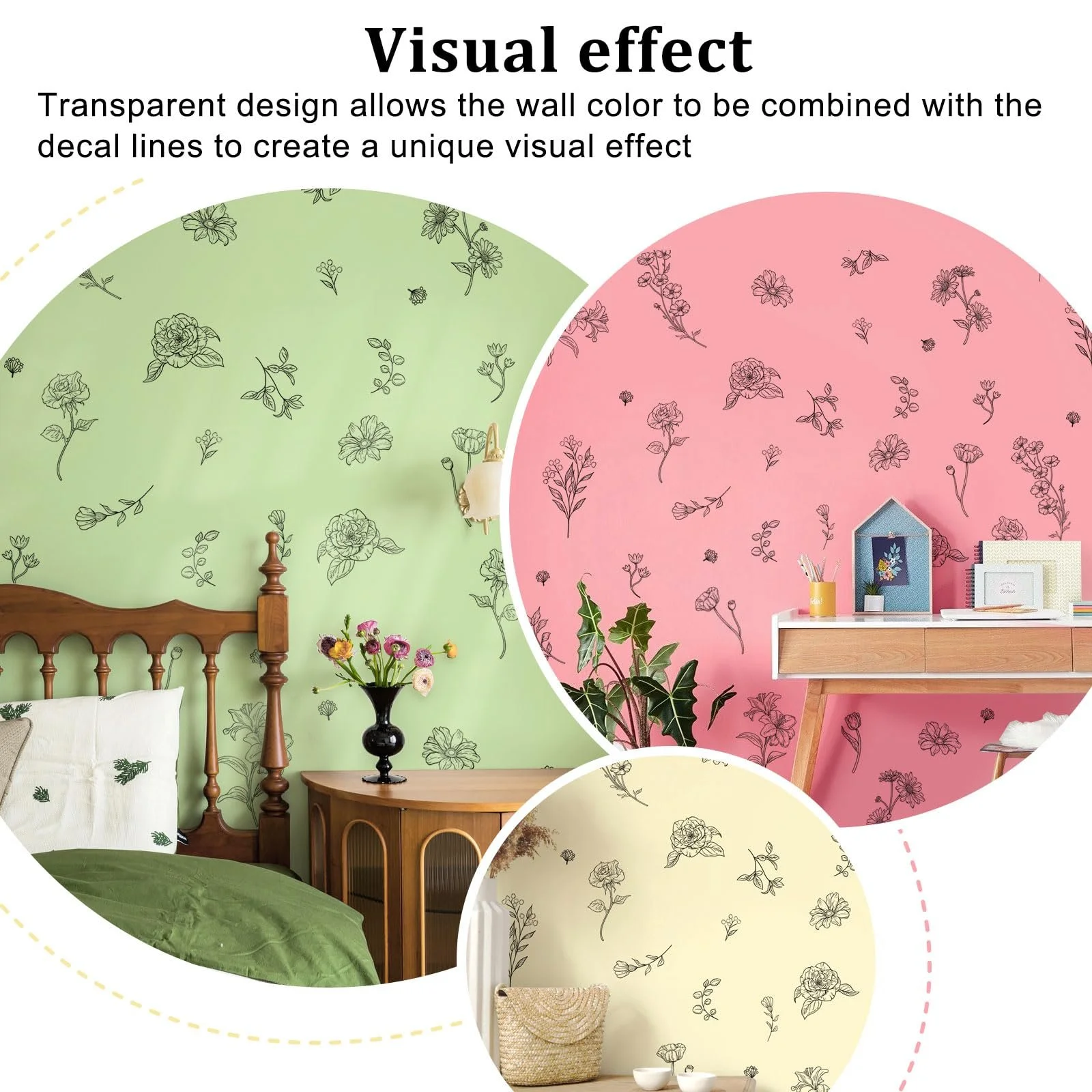 Наклейка на стіну Sketch Wild Flower Garden Flowers DIY 15 листів, фото №2