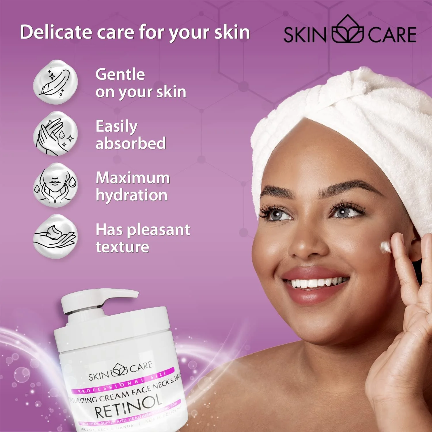 Зволожувальний крем з ретинолом 3-в-1 Skin Care Для обличчя, шиї та рук Для всіх типів шкіри 500 мл, фото №5 Зволожувальний крем з ретинолом 3-в-1 Skin Care Для обличчя, шиї та рук Для всіх типів шкіри 500 мл, фото №5
