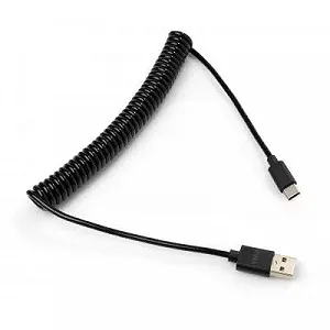 Дата кабель USB 2.0 AM to Type-C 1.8m Spring black Vinga (VCPDCTCS1.8BK) - Фото 1