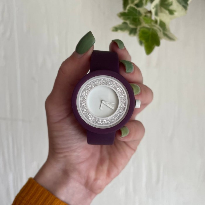 Женские силиконовые часы-конструктор actimer бордовый ремешок циферблат ring stone, фото №1