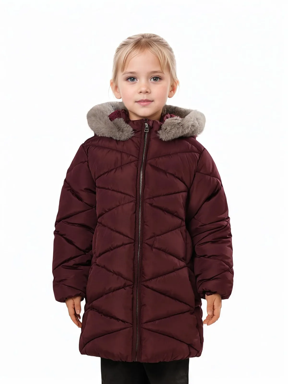Зимове пальто для дівчат SOLOCOTE з капюшоном, на шерпній підкладці, фото №1