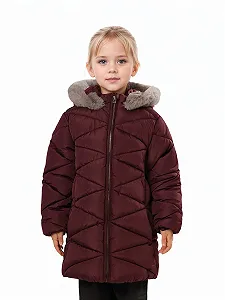 Зимове пальто для дівчат SOLOCOTE з капюшоном, на шерпній підкладці - Фото 1