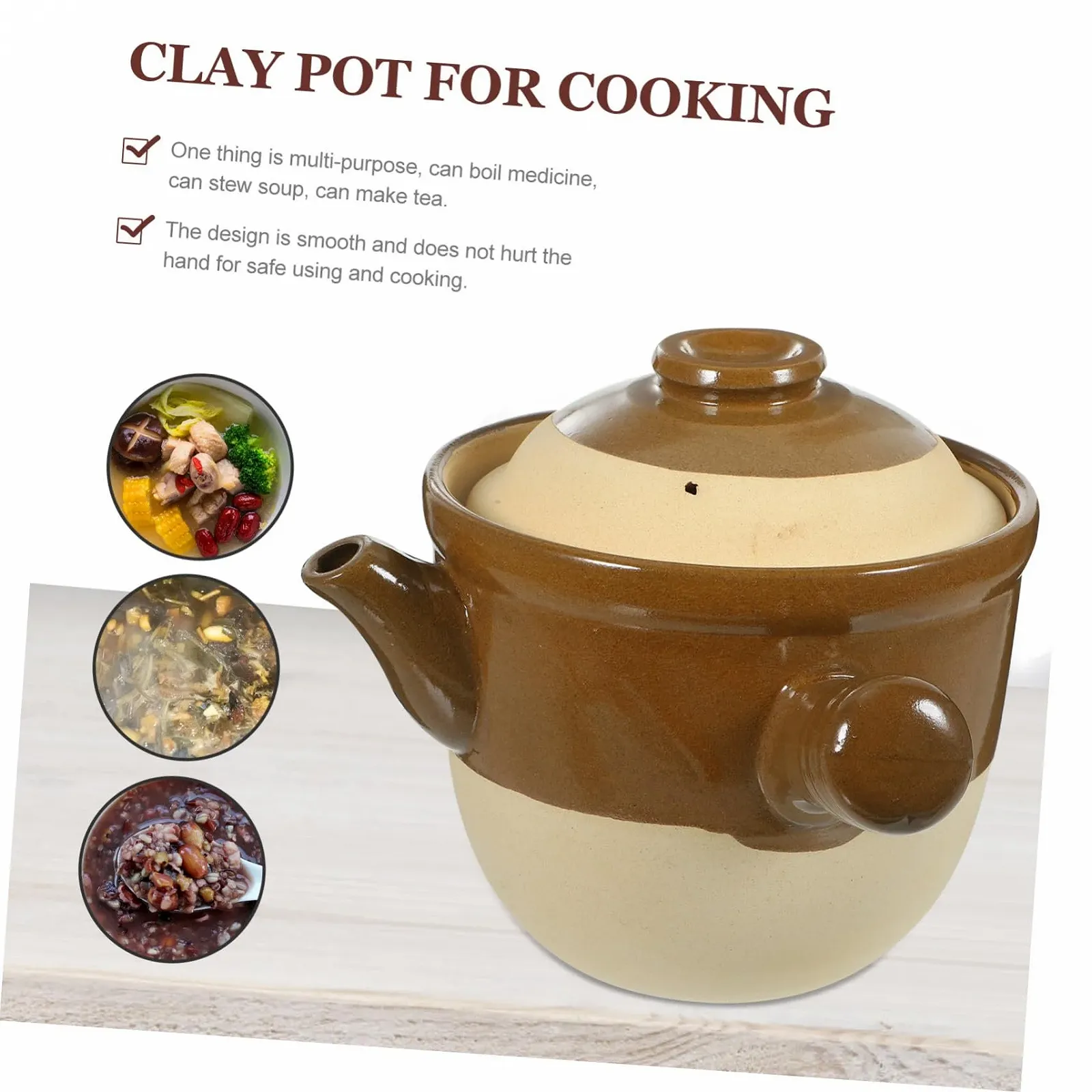 Ківш SOLUSTRE глиняний керамічний з кришкою, фото №2