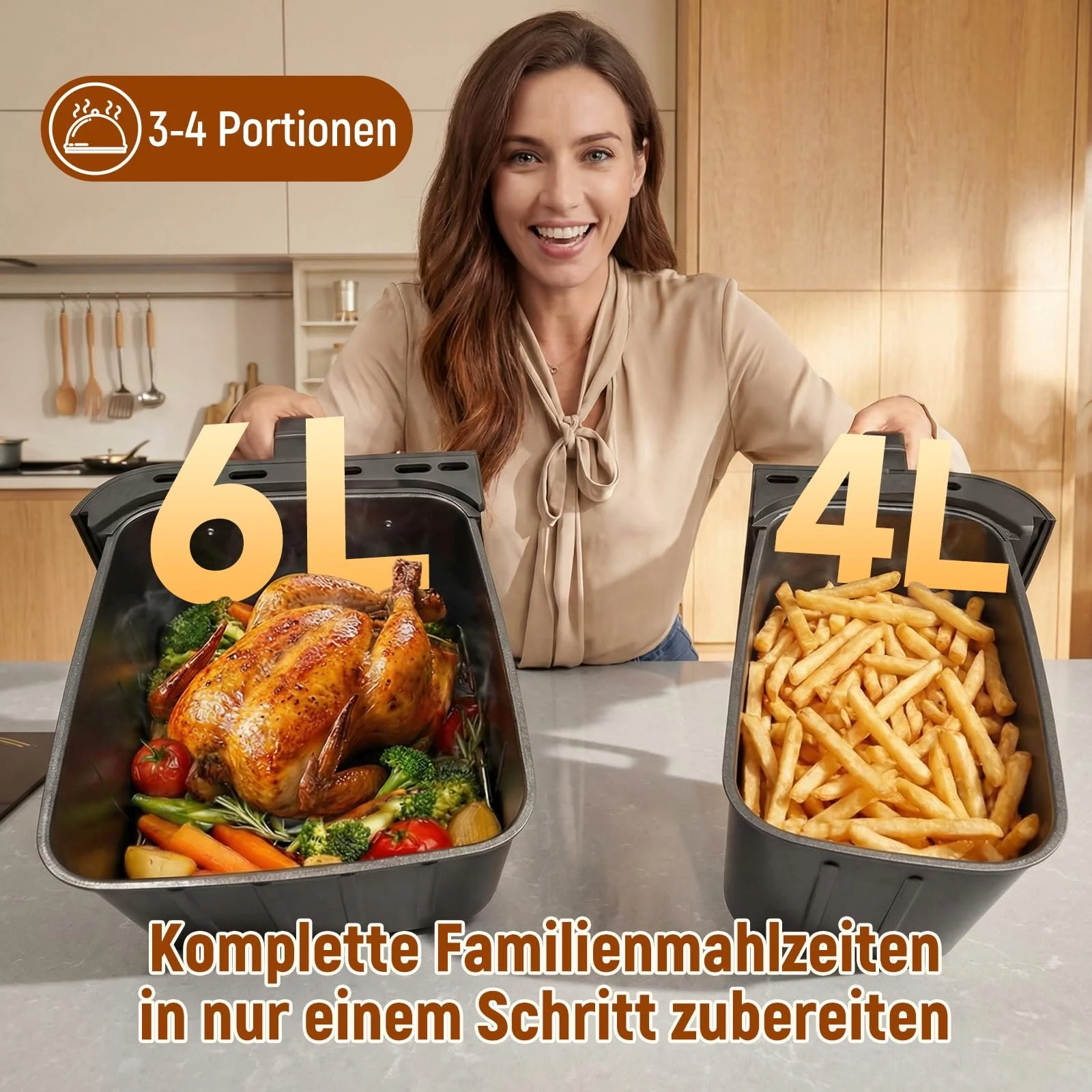 Мультипіч SIMPLUS 10 L Double Basket 11 програм 1800 W LCD Touch Screen, фото №2 Мультипіч SIMPLUS 10 L Double Basket 11 програм 1800 W LCD Touch Screen, фото №2