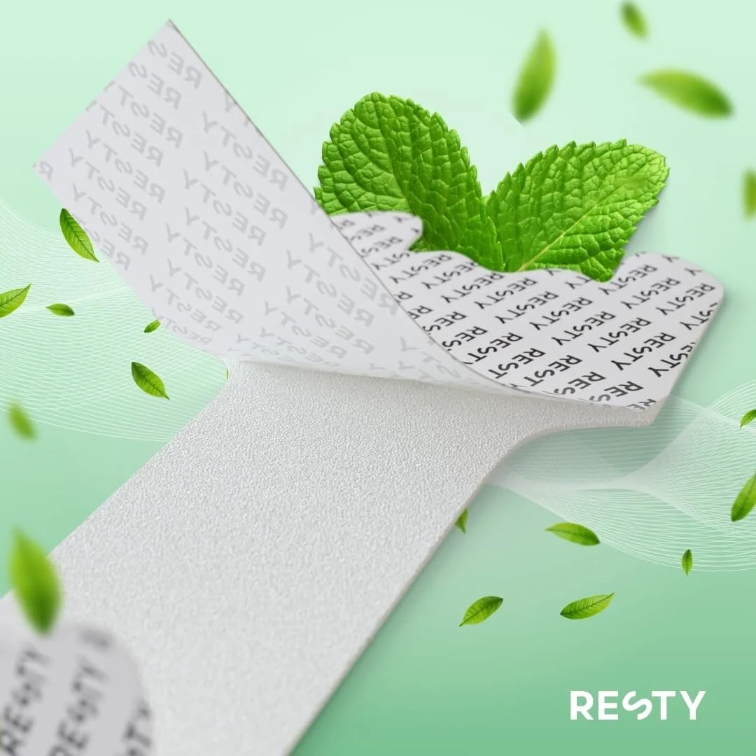 Полоски для носа Resty с ароматом мяты 48 штук от храпа и разделители для носа, фото №3 Полоски для носа Resty с ароматом мяты 48 штук от храпа и разделители для носа, фото №3