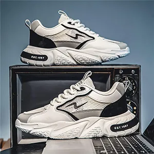 Спортивне взуття CHICMARK Дихаюча сітка Чоловічі кросівки Повсякденні кросівки на шнурівці для бігу та пішого туризму synthetic.ua - Фото 1